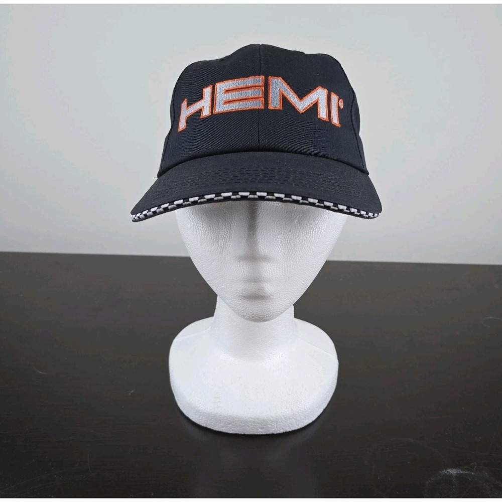 Vintage HEMI Daimler Chrysler Racing Stripe Brim Strapback Hat OSFA Made‎ In USA